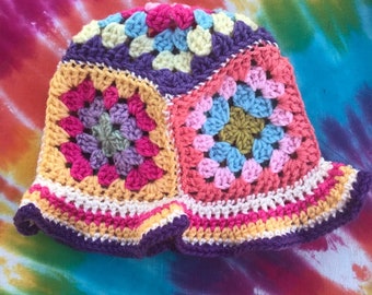 Crochet Pattern, Granny Square Bucket hat PDF, crochet pattern, crochet Bucket hat pattern, granny square hat pattern, instant download