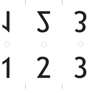 Könnte beinhalten: Ein Schwarzweißbild eines Zahlenplans mit den Zahlen 1, 2, 3, 5 und 3.