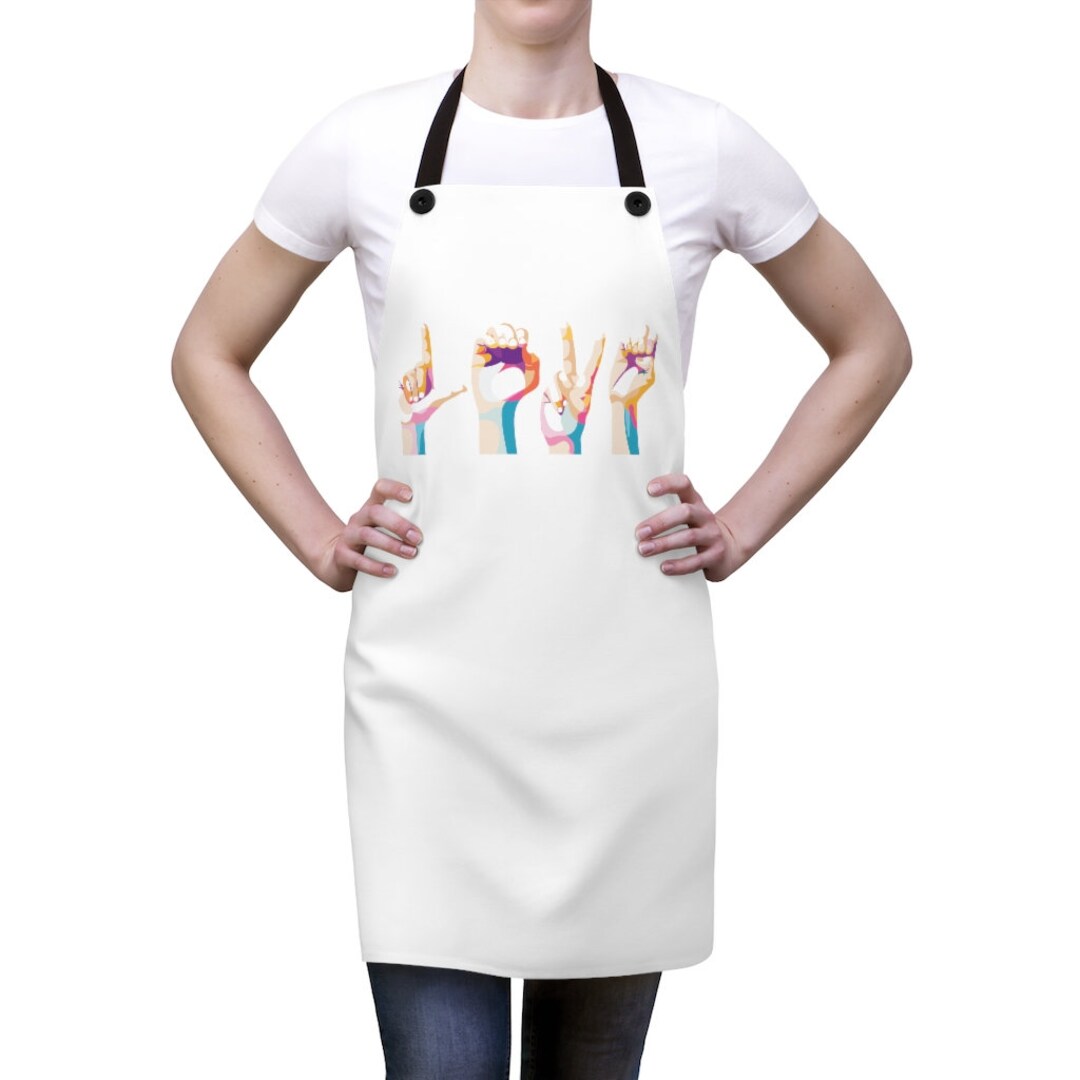 ASL Love Apron Apron Sign Language Deaf Art Alphabet Etsy