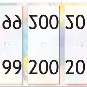 PDF numbers 100-201 Online Sale Printable Clothing Facebook Live Sale Reverse Number Tags- Watercolor Soft Pastel Colors