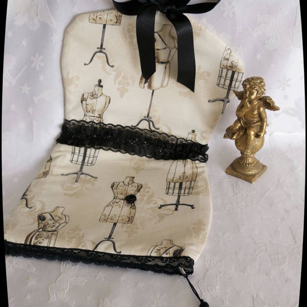 Trousse pour lingerie - Très originale - thème mannequins - beige et noire