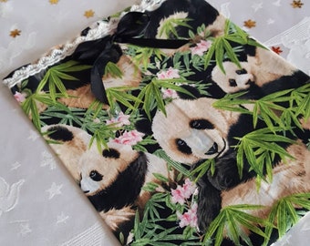 Pochon en coton thème "pandas"