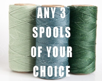 ANY 3 Spools of your choice / Linhasita Waxed polyester macrame cord / 1 mm / choice of 3 /   Complete spools   / high quality / wholesale