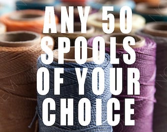ANY 50 Spools of your choice / Linhasita Waxed polyester macrame cord / 1 mm / choice of 50 /   Complete spools   / high quality / wholesale