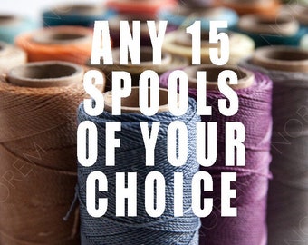 ANY 15 Spools of your choice / Linhasita Waxed polyester macrame cord / 1 mm / choice of 15 /   Complete spools   / high quality / wholesale