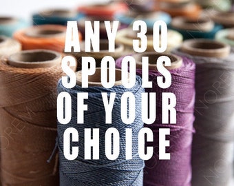 ANY 30 Spools of your choice / Linhasita Waxed polyester macrame cord / 1 mm / choice of 30 /   Complete spools   / high quality / wholesale