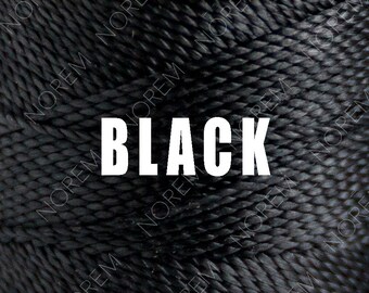 1 spool / 1 mm,0.75mm or 0.5mm / Linhasita Waxed polyester macrame cord /  Black /   Complete spool