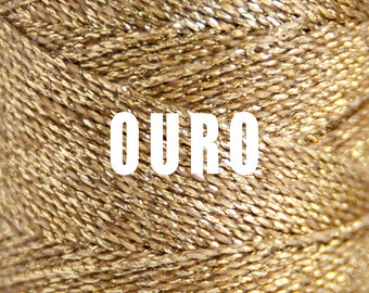 Spool of Linhasita Waxed polyester Macrame Cord, 1mm, Ouro Gold
