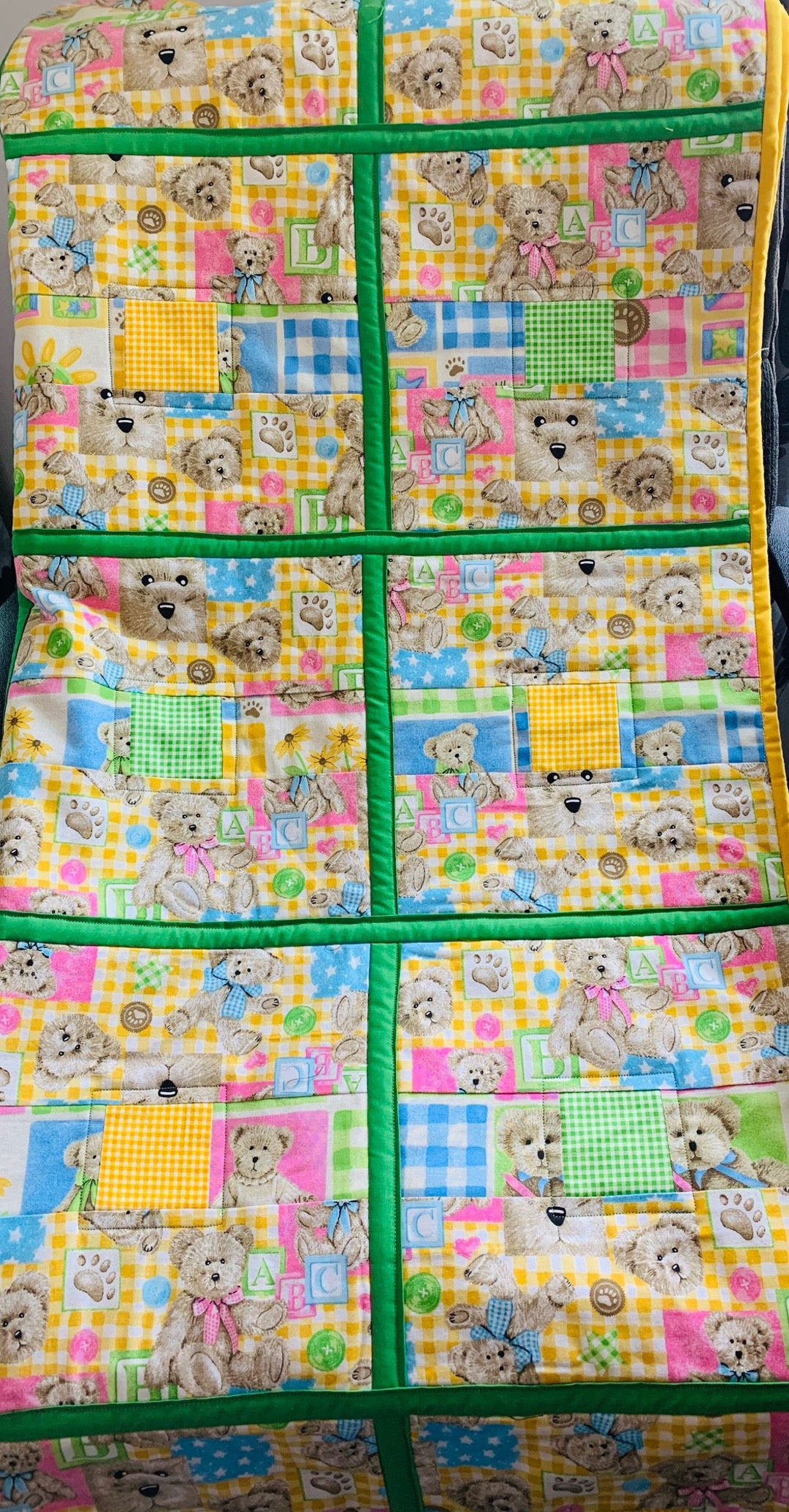Bear Quilt/teddy Bear Quilt/alphabet Quilt/crib Quilt/baby Etsy