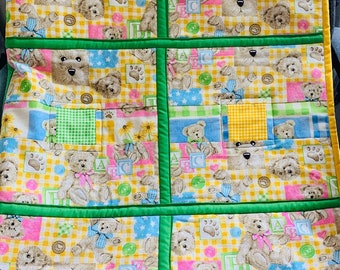 Bear Quilt/Teddy Bear Quilt/Alphabet Quilt/Crib Quilt/Baby Quilt/Toddler Quilt/Baby Shower/New Baby/First Birthday/Easter Gift/Baby Blanket