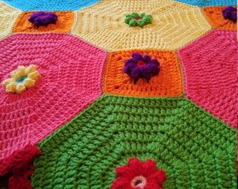 Colorful Blanket/Bedspread/Mother's Day/Valentine Day/Anniversary Gift/Housewarming/Wedding/Christmas/Easter/Bridal Shower/Flower Afghan