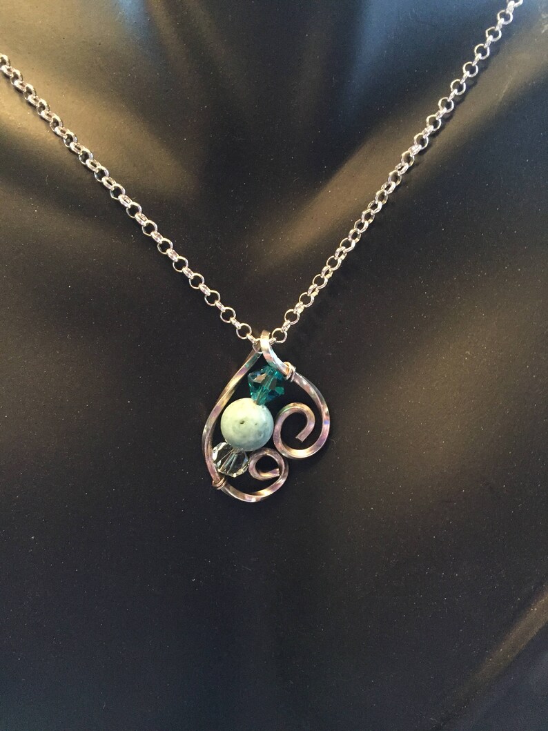 Twisted Sterling Silver Pendent With Hand Wrapped Swarovski Crystals