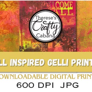 Digitale Herbst inspirierte Gelli Prints für Collage, Junk Journal oder Kartenherstellung DFIGP001