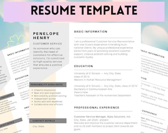 Canva Resume Template CV for Customer Service Officer Manager Job Positions | Editable Resume | Professional Resume Template | ATS Friendly