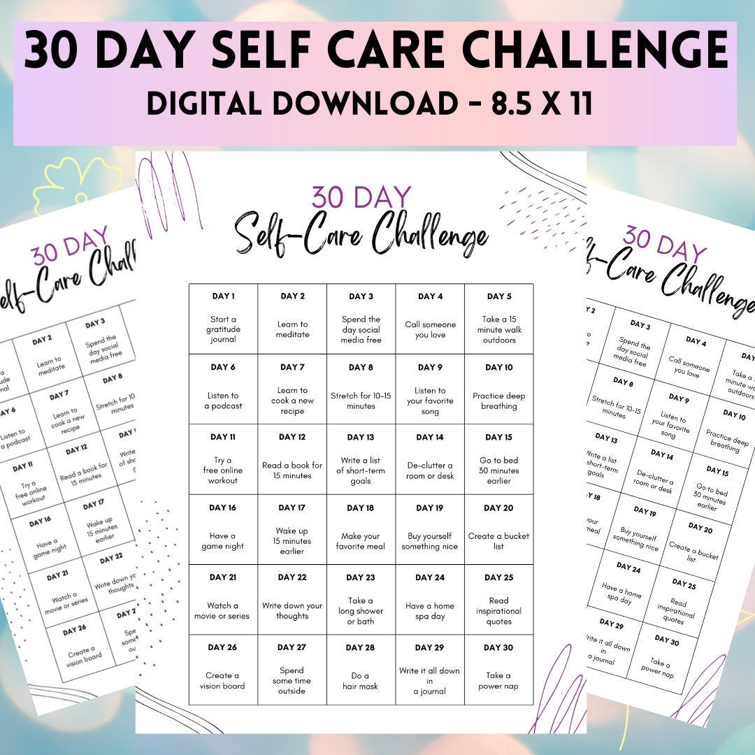 30 Day Self Care Challenge Printable (PDF Download) - Etsy