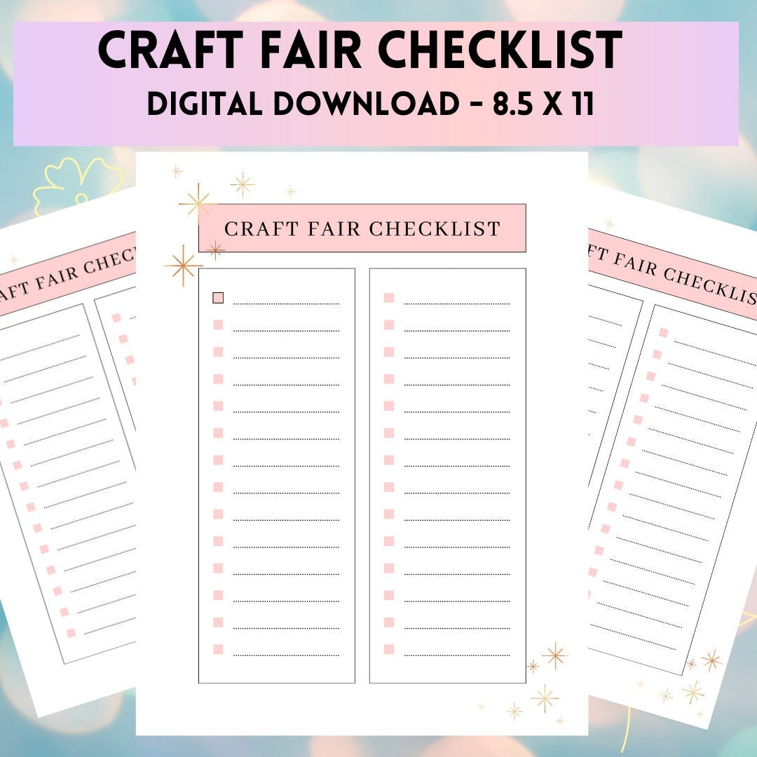 Craft Fair Checklist DIGITAL DOWNLOAD Small Business Checklist PDF Printable Instant Download