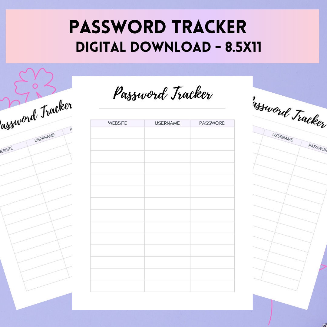 Password Keeper - DIGITAL DOWNLOAD - Password Organizer - PDF Printable ...