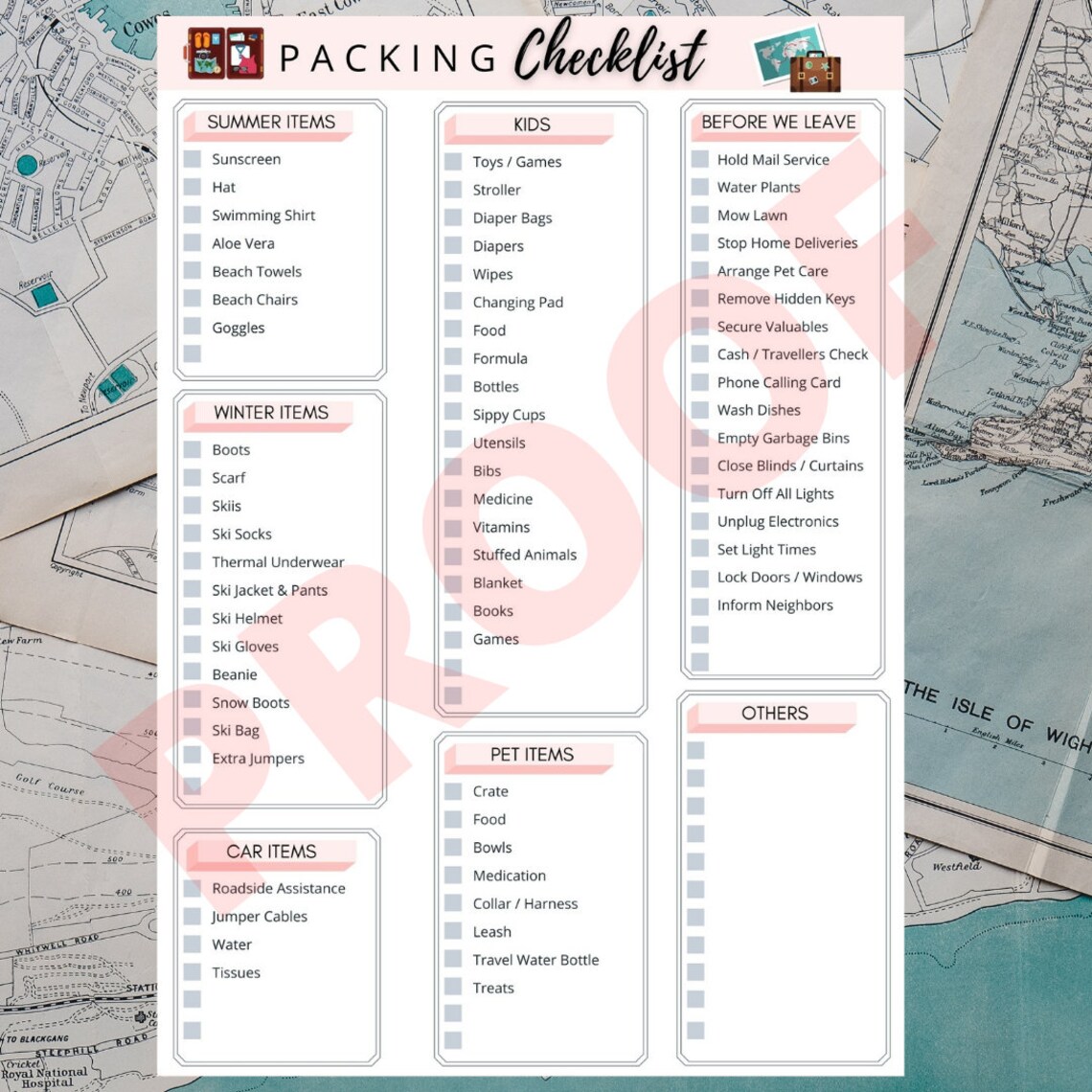 4 pages printable packing list pre filled write your own etsy