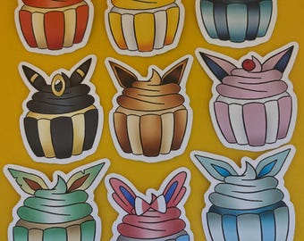Eevee Eeveelutions Cupcake Stickers