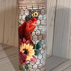 Country Farm Chickens 20oz Tumbler, Boho Country, Farm Girl Cup, Chickens, Hot or Cold Liquids, Stainless Steel Cup, Travel Cup,