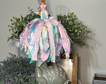 Handmade Mini Easter Tassel, Vintage & New Salt and Pepper Shaker- Spring Decorations, Easter Tiered Tray
