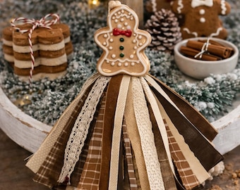 Unique Handmade Christmas Tassel Ornament - Vintage & New Salt and Pepper Shaker- Christmas Decorations- Gingerbread Ornament-