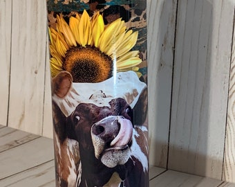 Country Cowgirl 20oz Tumbler, Boho Country, Farm Girl Cup, Cows, Sunflowers, Animal Print, Stainless Steel Cup, Travel Cup,