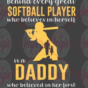 Achter elke geweldige softbalspeler SVG, gesneden SVG-bestand, directe download, softbal-SVG, dochter/vader SVG