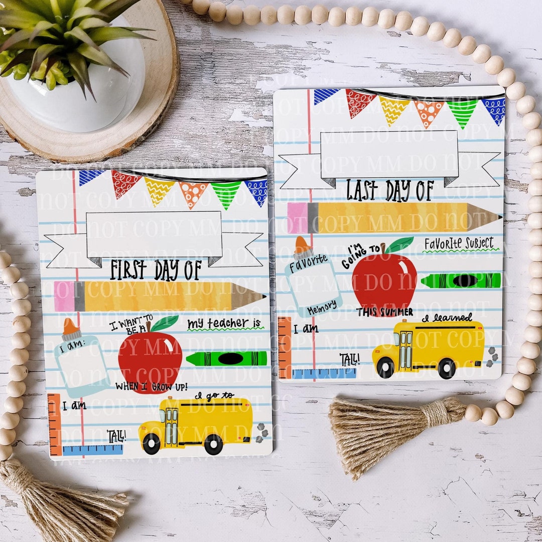 First and Last Day of School Dry Erase Board, Double Sided Board, 7.5