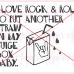 I LoveRock And Roll Put Another Straw In My Juice Box Baby SVG、SVG カット ファイル、インスタント ダウンロード、ベビー シャツ、ベビー ギフト、おもしろい幼児用シャツ