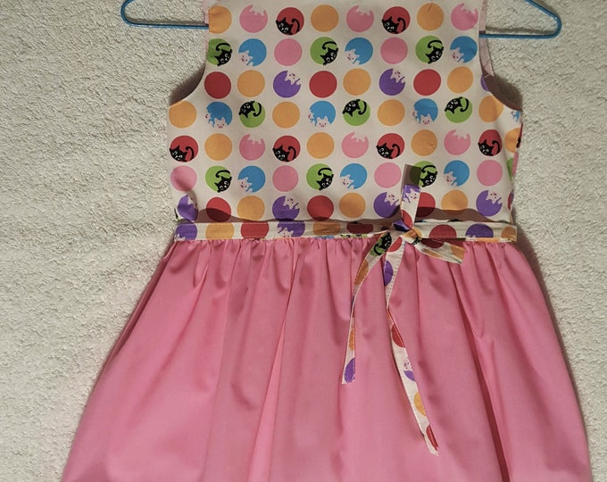 Pretty little colorful poplin dress OEKO TEX size 4 years. Ready to ship