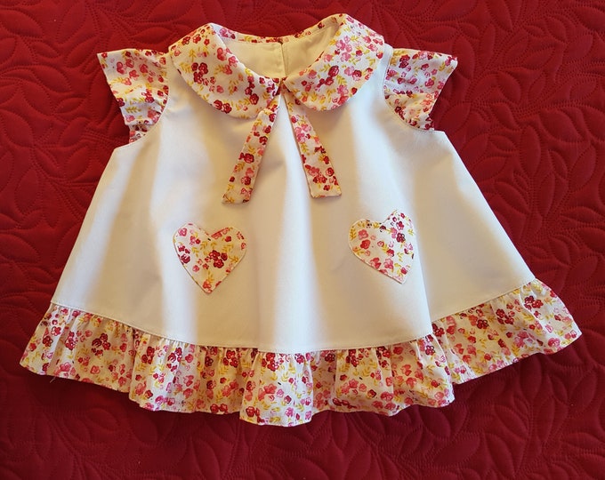 Shaped dress for baby girl 12 months New, handmade, unique piece