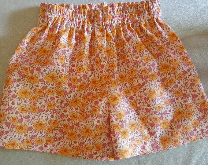 little baby girl shorts 2/3 years yellow pink and white cotton oeko tex