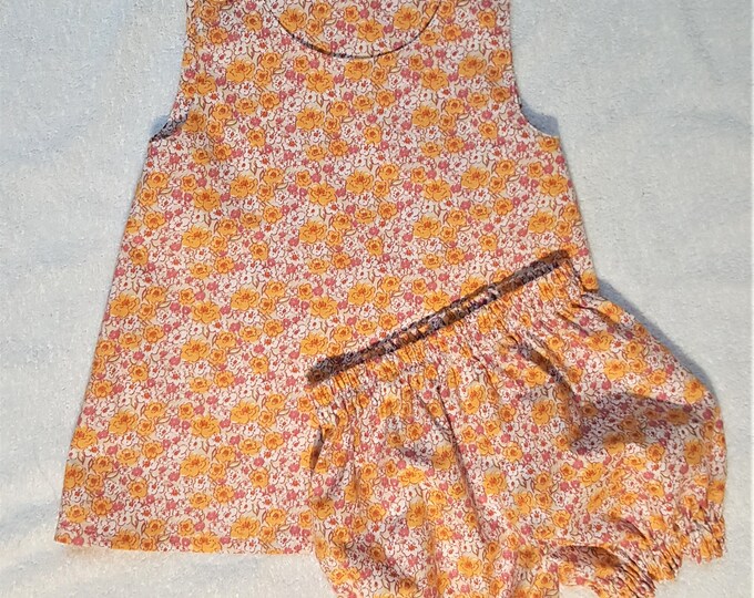 Baby girl pinafore dress and bloomer set, 18/24 months. Ready to ship.