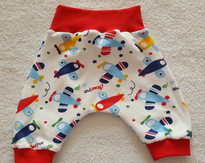 Small lined sarouel for baby boy 0/3 months made in jersey and ribbed edge