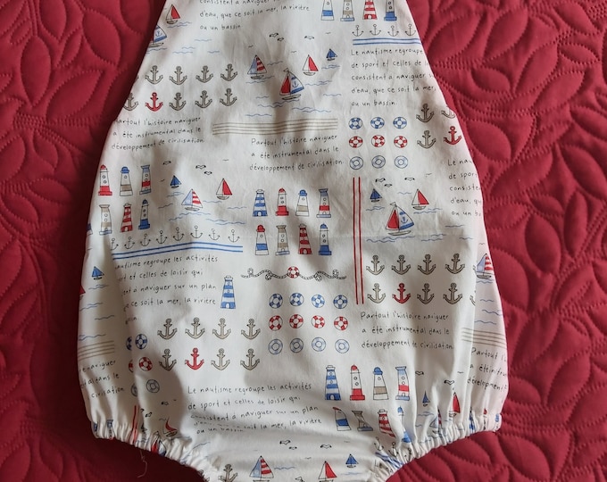Seaside cotton romper on white background 18/24 months