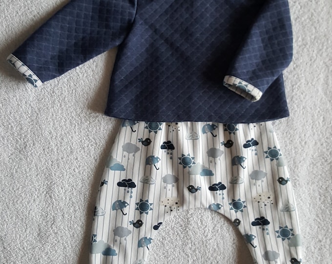 Scalable harem pants set lined and quilted top baby 3/6 months