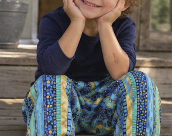 Sarouel Enfant 4/6 Ans - Coton Imprimé Africain Bleu - Pantalon Confortable Mixte - Fait Main
