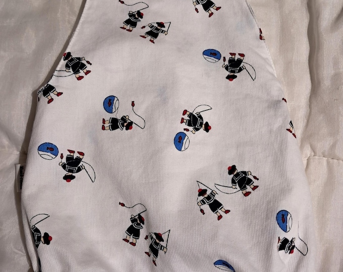 Little white cotton rompers with multi-colored print, 6/9 months,