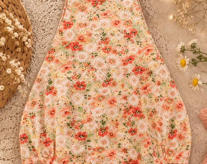 Barboteuse bébé fille 18/24 mois – tissu liberty fleuri – tenue été – fait main – pièce unique