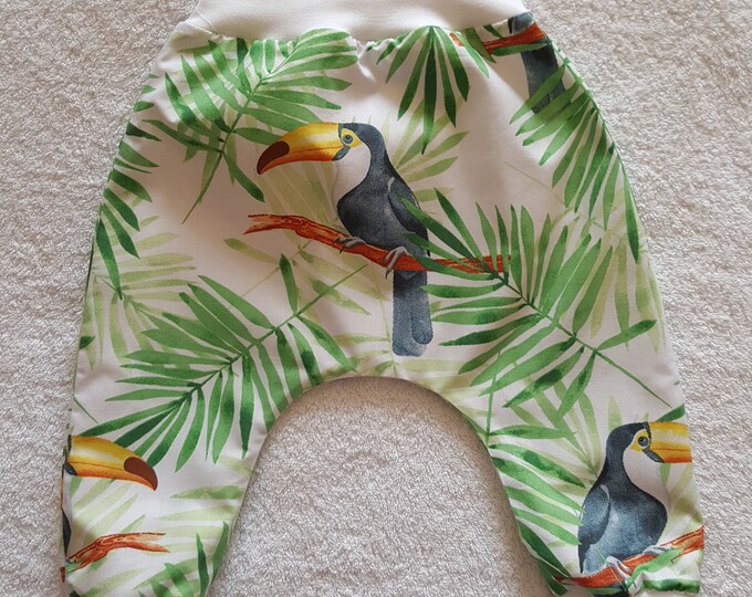 Little baby sarouel unisex 18 - 24 months. Oeko tex tropical fabric, lined in white jersey