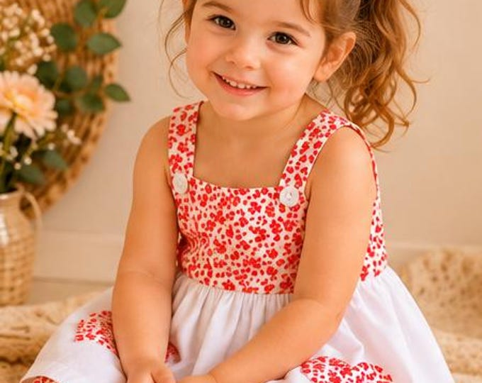 Ensemble bébé fille 18/24 mois – robe tunique & bloomer fleuri – tenue été – fait main – pièce unique