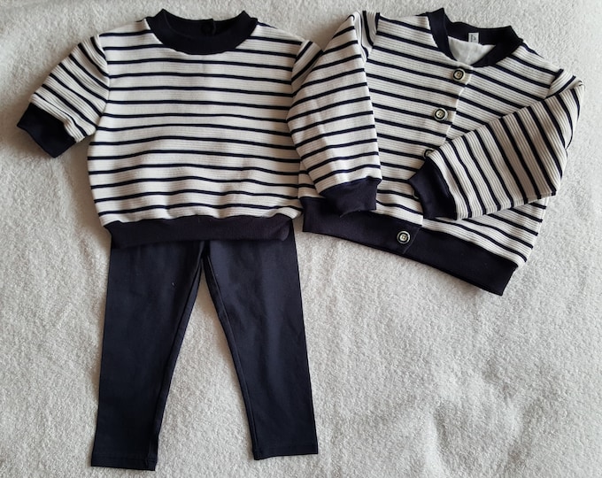 3-piece mixed set, 1 pair of leggings and short-sleeved sweater and jacket, 24 months
