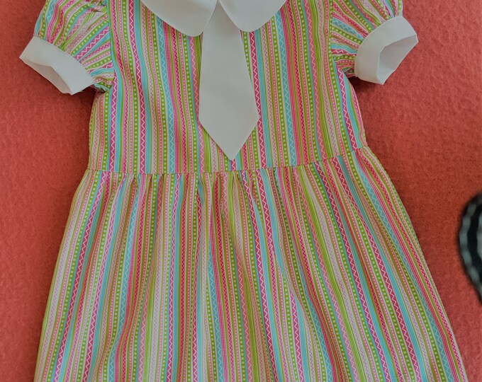 Multicolored and white dress for 3 year old girl New, handmade