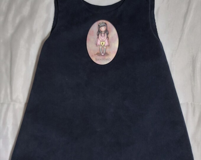Pretty navy blue pinafore dress 4/5 years with applique on the front