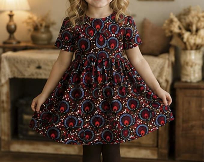 Robe Fille 4/6 Ans - Tissu Wax Africain - Col Amovible Bandeau - Robe Habillée - Fait Main - Pièce Unique