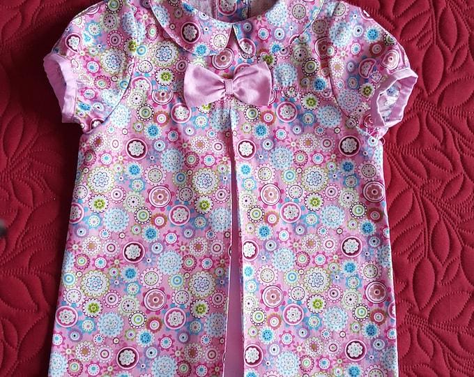 Baby girl dress 12 months pink with multicolored prints