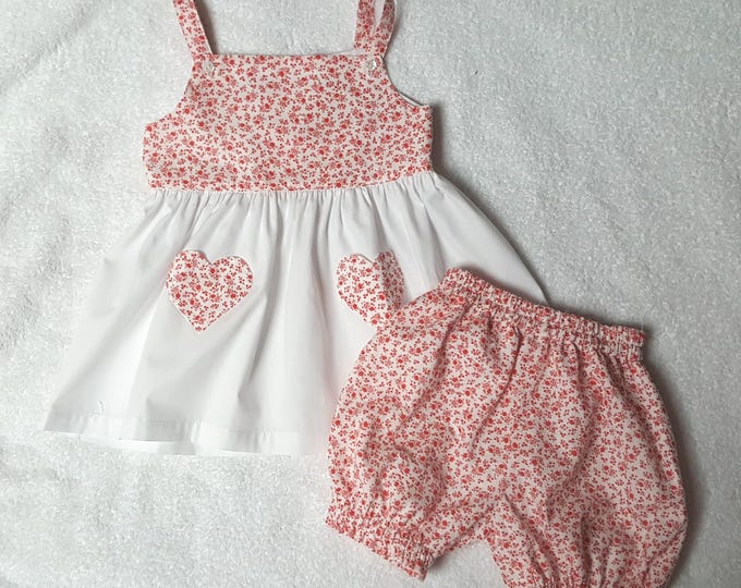 Ensemble bébé fille 18/24 mois – robe tunique & bloomer fleuri – tenue été – fait main – pièce unique