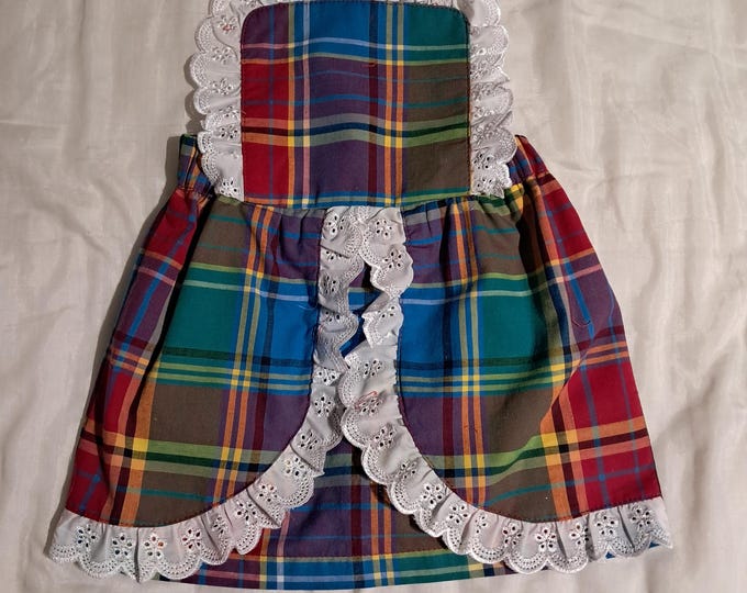Little skirt with bib 18/24 months in madras and English embroidery 5look at the measurements