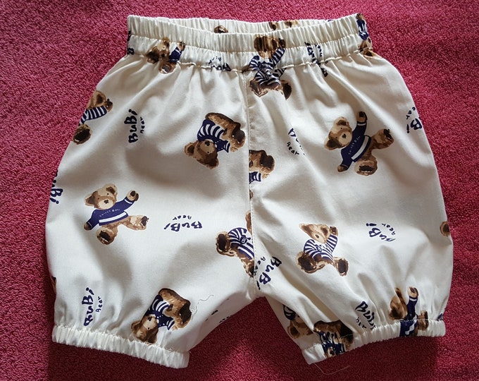 Bloomer, boy diaper cover 6/9 months ivory and navy blue. New handmade unique model